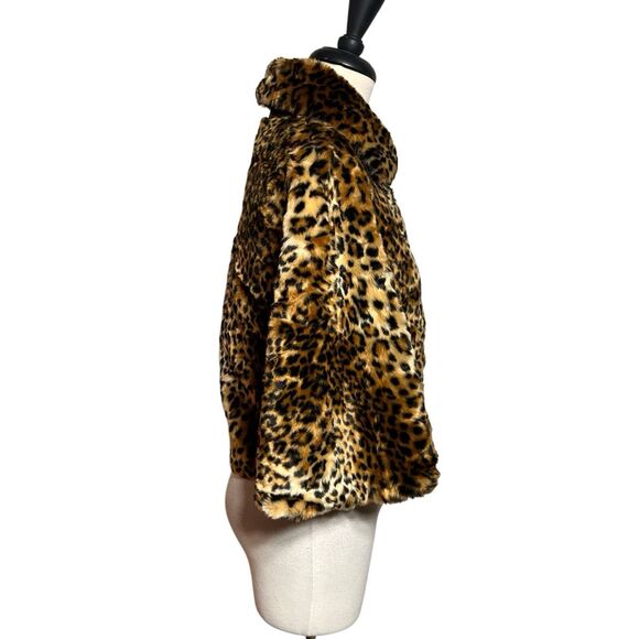 East 5th Leopard Print Faux Fur Shrug Shawl Jacket Cape One Size - Picture 3 of 5
